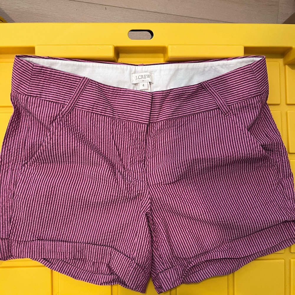 J. Crew Women's Burgundy Striped High Waist Shorts